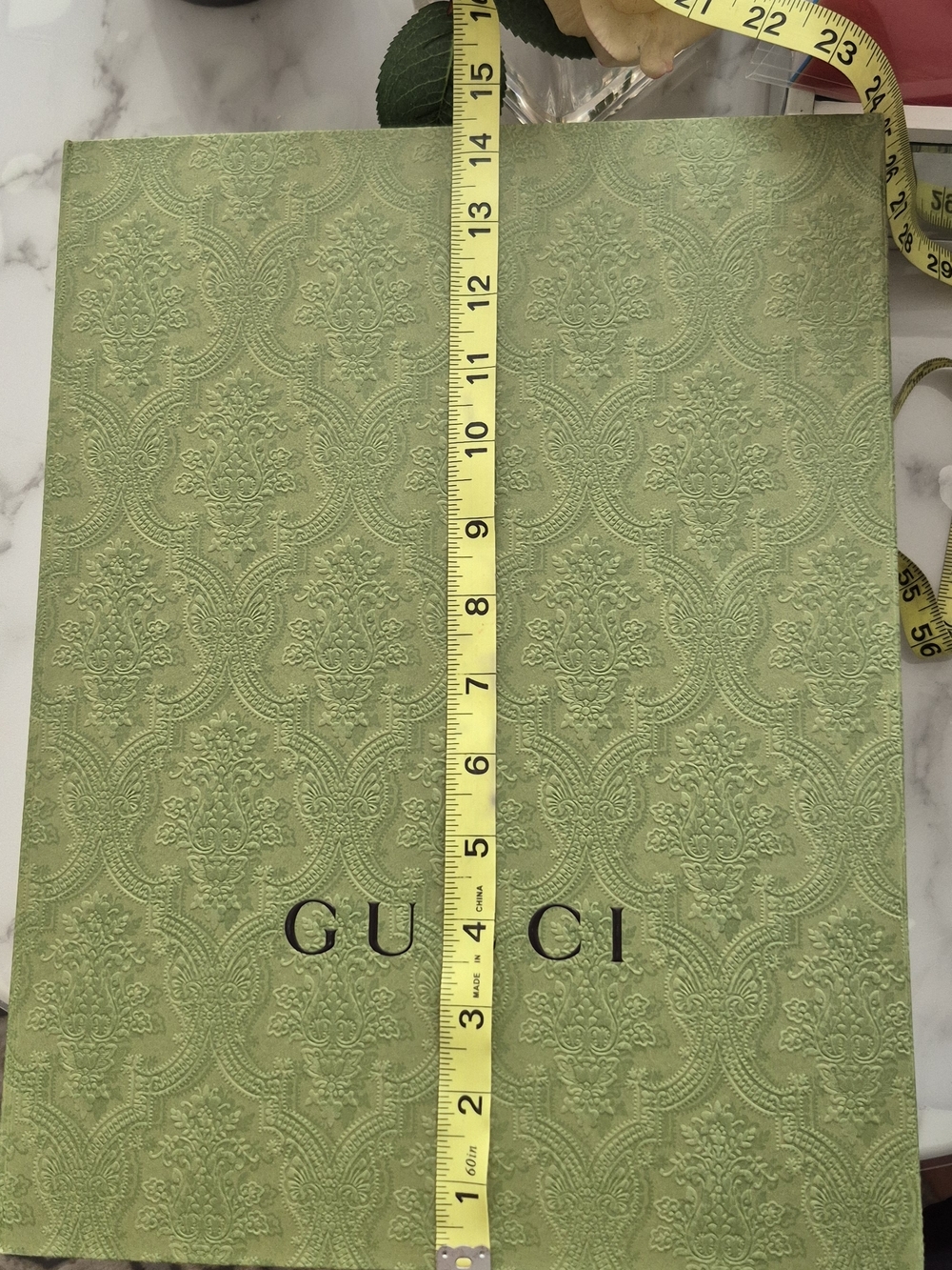 GUCCI Green Embossed Floral Damask Motif Packaging Box